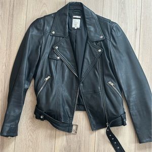 Cropped leather moto jacket ZARA